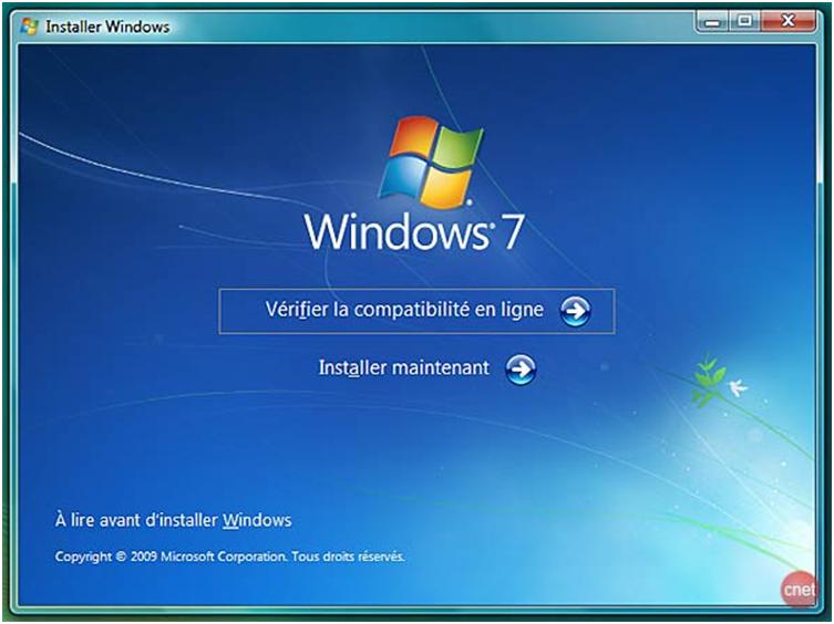 Lancer l'installation de Windows