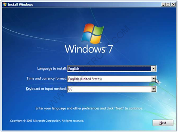 Langue d'installation Windows