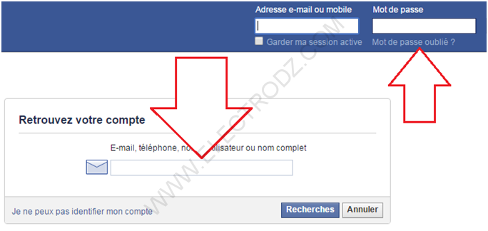 Récupérer compte Facebook