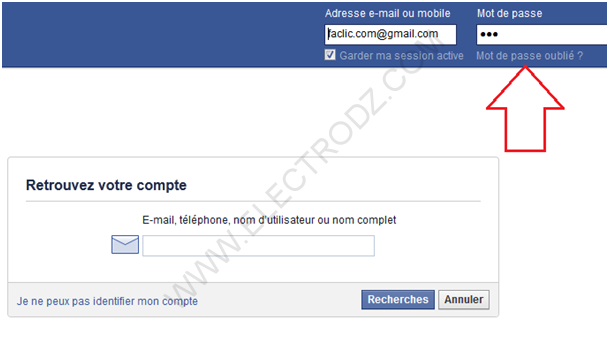 Mot de passe Facebook perdu