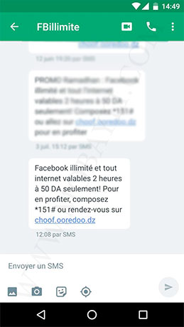 Offre Ooredoo 50Mo internet et Facebook illimité