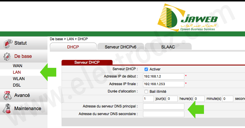 Changement DNS Modem Algérie Télécom