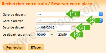 Formulaire SNTF horaires des trains