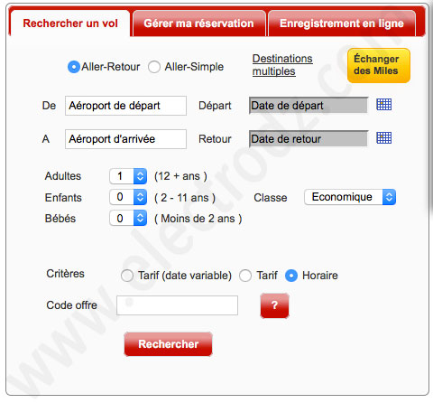 Formulaire recherche de vol