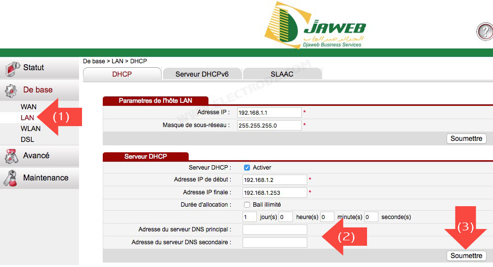 Comment modifier le serveur DNS du modem Djaweb d’Algérie télécom ?