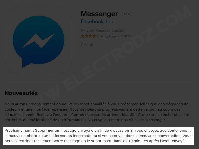 Mise à jour prochaine de Messenger