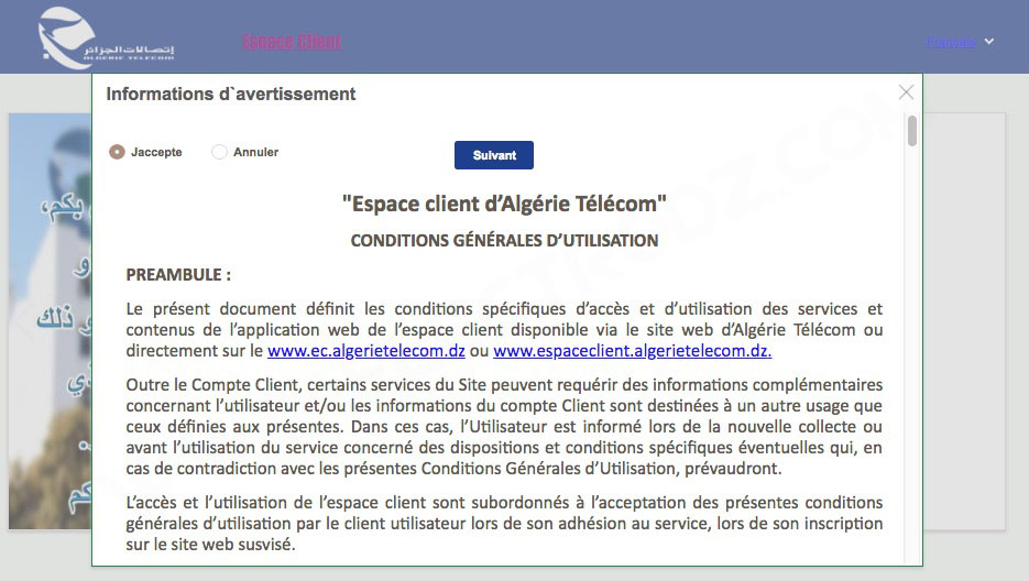 Contrat d'utilisation de la plateforme espace client d'AT